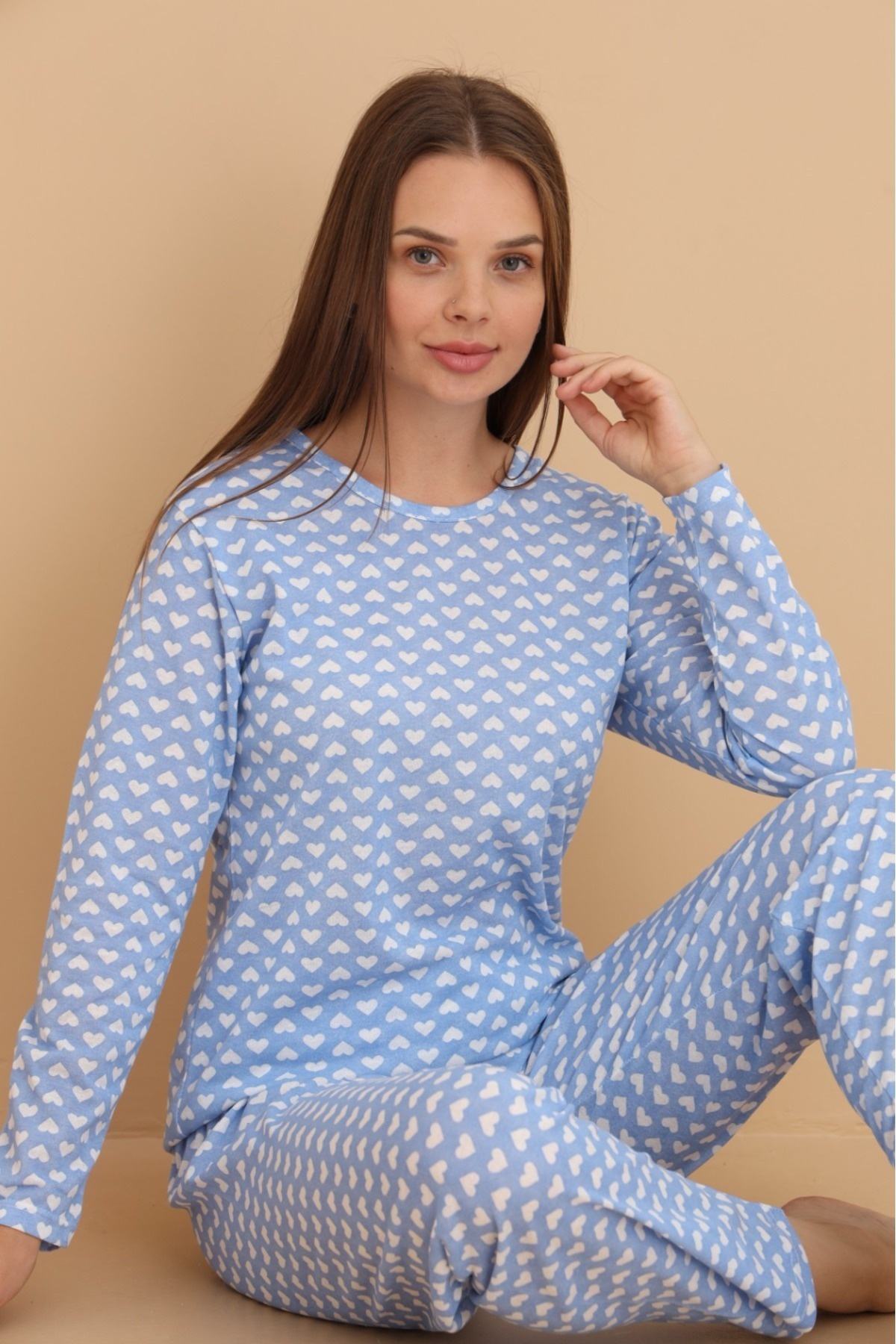 Kadın Kalp Baskılı Şortlu Pijama Takımı