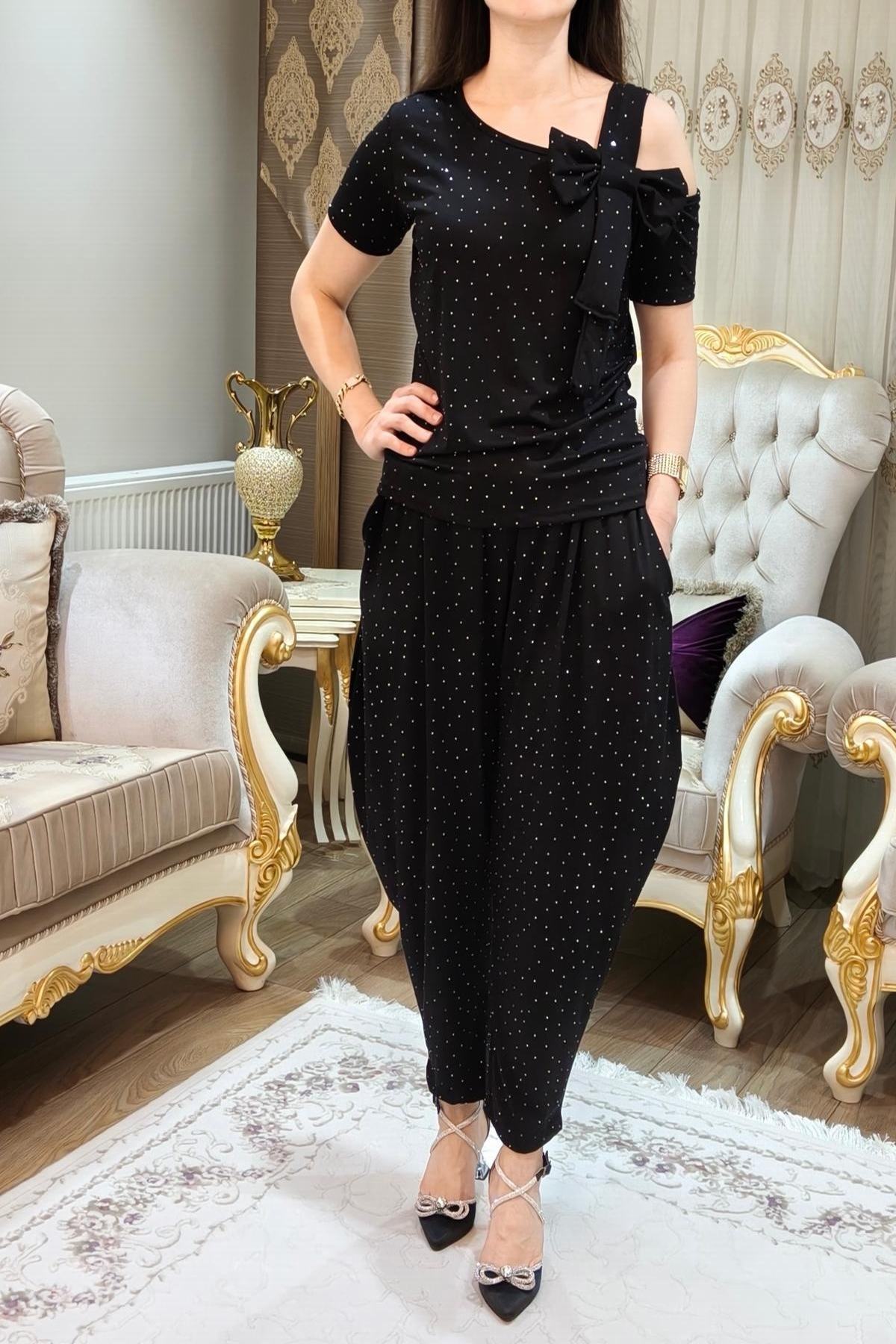 Taşlı Simli Şalvar Takımı