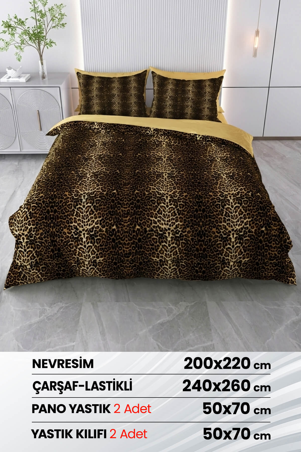 Beyzade %100 Saten Pamuk 6 Parça Çift Kişilik Nevresim Takımı