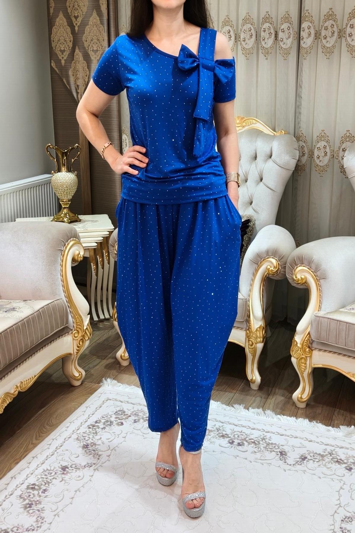 Taşlı Simli Şalvar Takımı