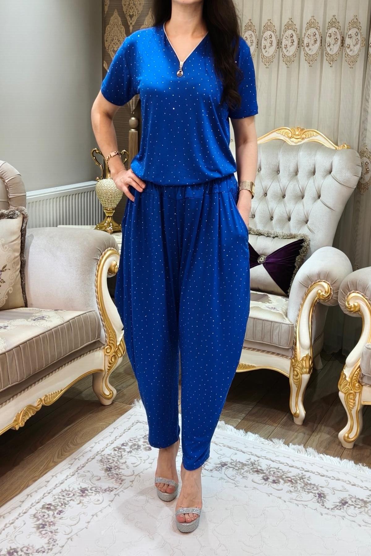 Taşlı Simli Şalvar Takımı