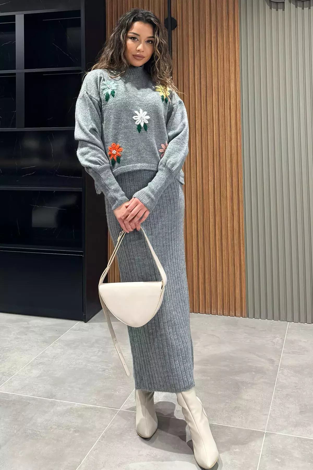 Çiçekli Tesettür İkili Takım