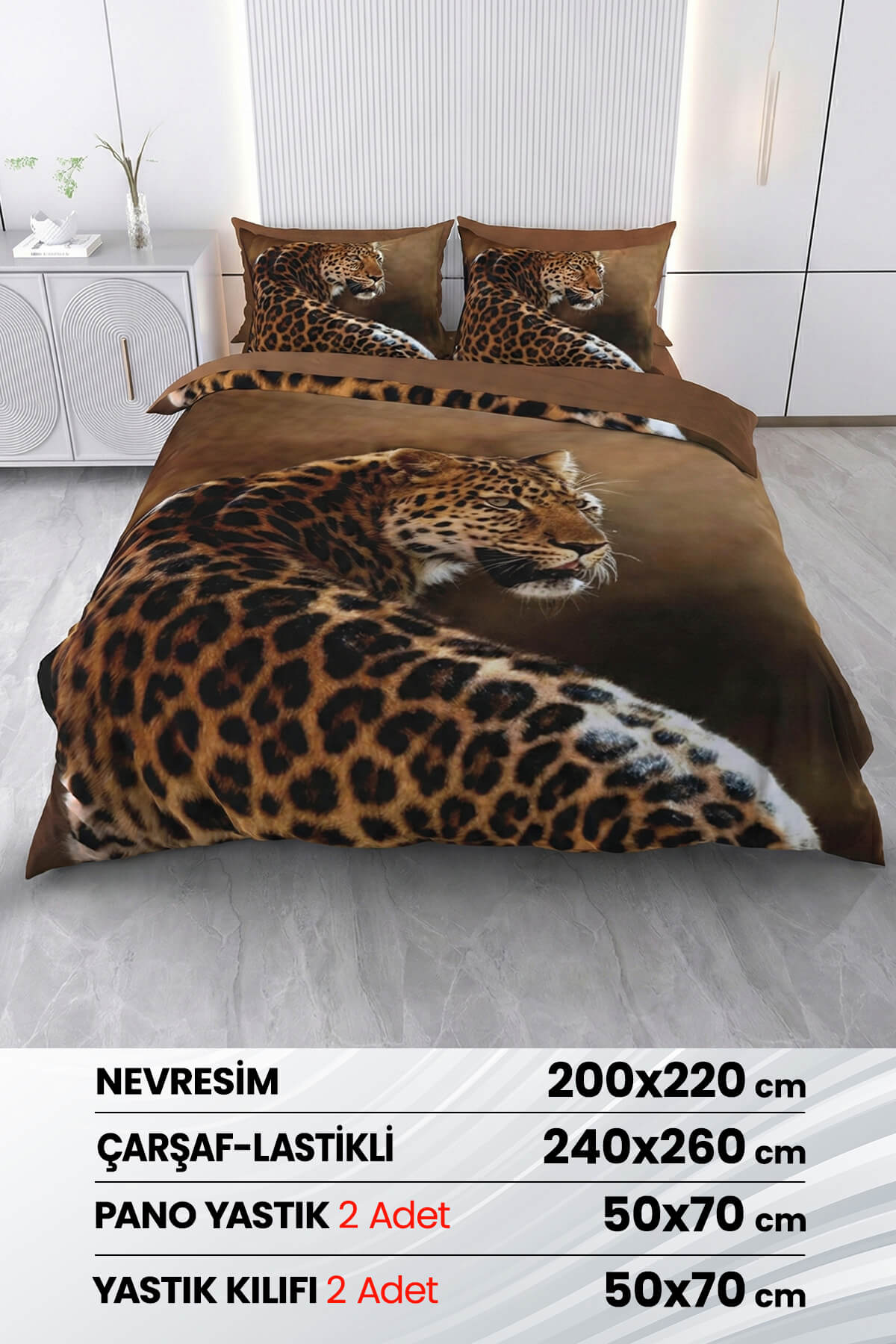 Beyzade %100 Saten Pamuk 6 Parça Çift Kişilik Nevresim Takımı