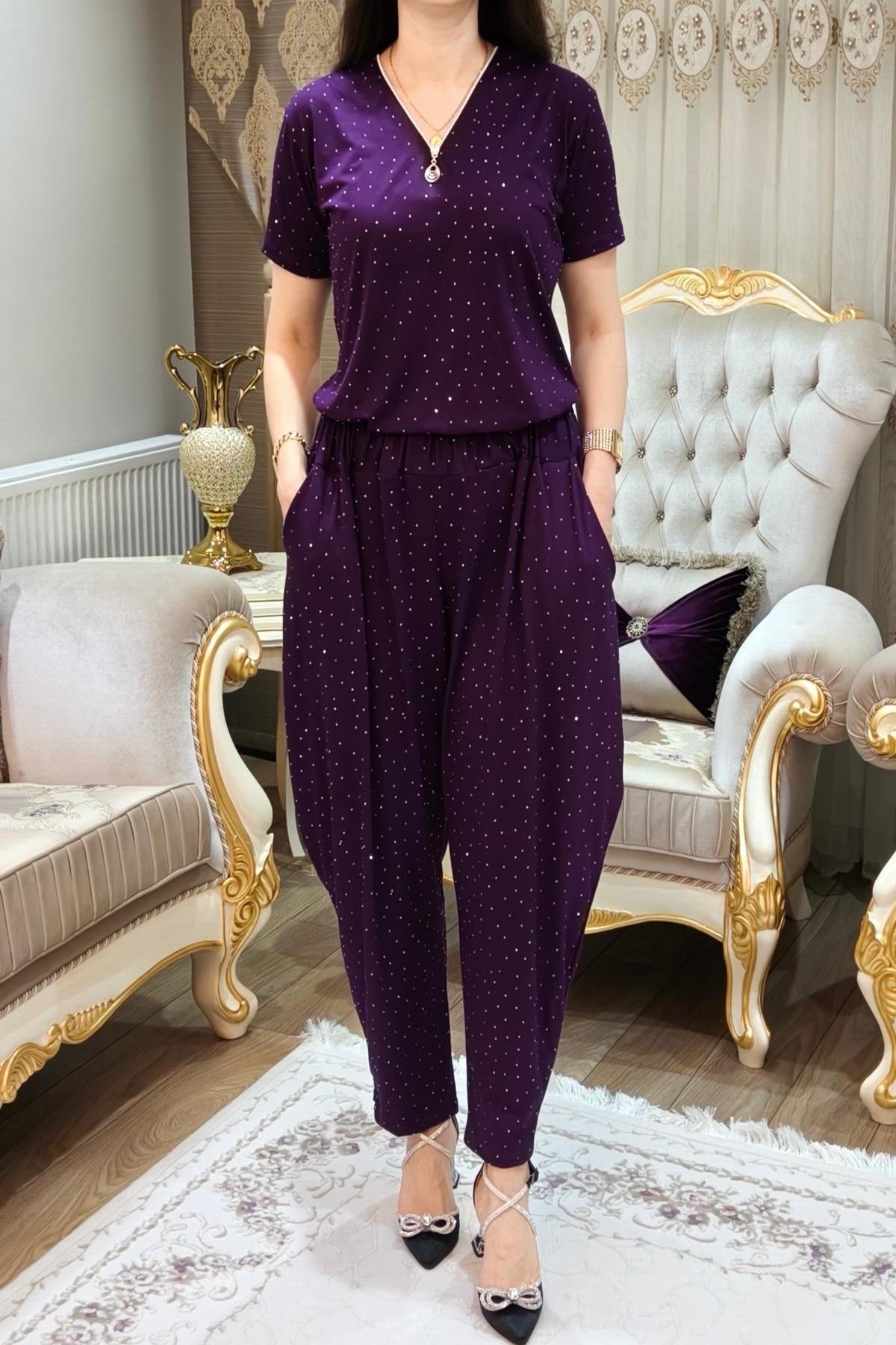 Taşlı Simli Şalvar Takımı