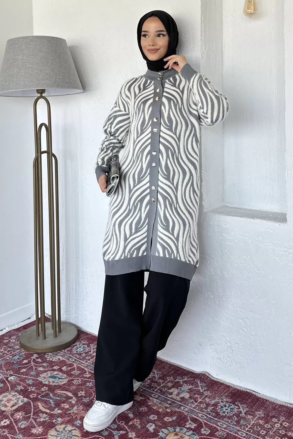 Desenli Tesettür Hırka