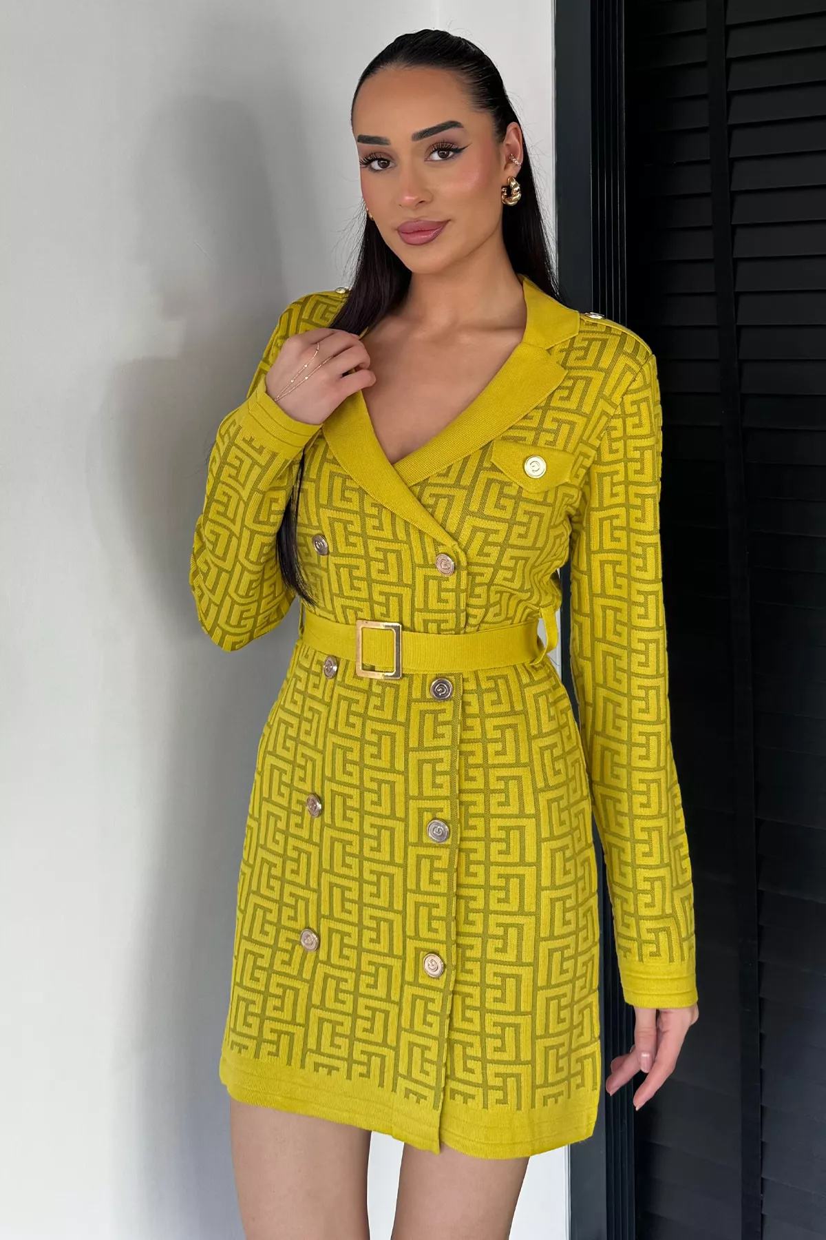 Kemerli Ceket Elbise