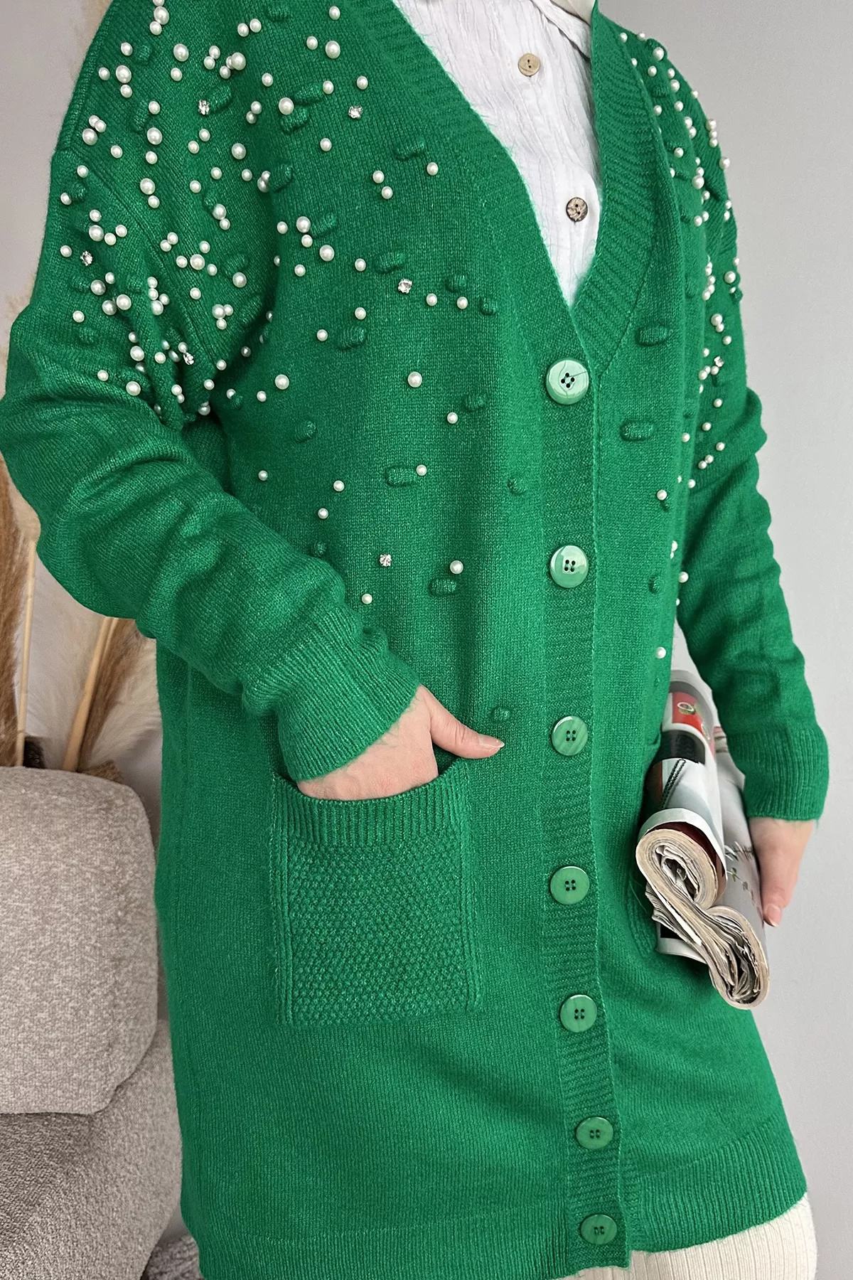 Simli Taşlı Tesettür Hırka