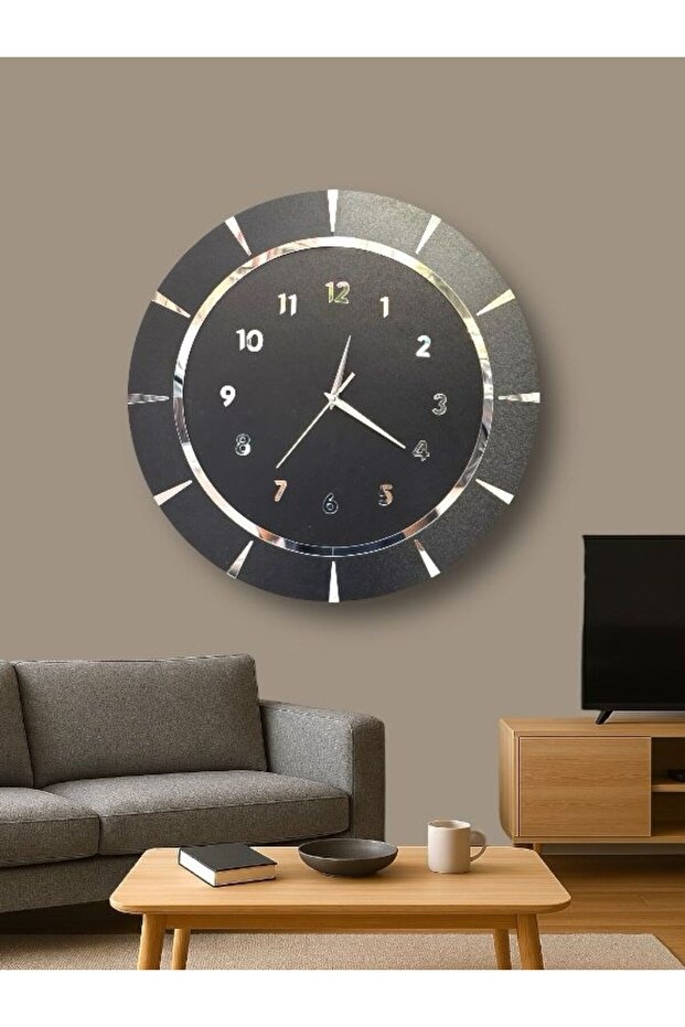 Dekoratif Ahşap Duvar Saati Lüks Duvar Dekoru Sessiz Mekanizma Modern Saat Ahşap Saat