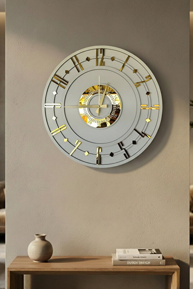 Hediyelik Dekoratif Sessiz Desenli Ev Hediyelik Duvar Saati 50cm