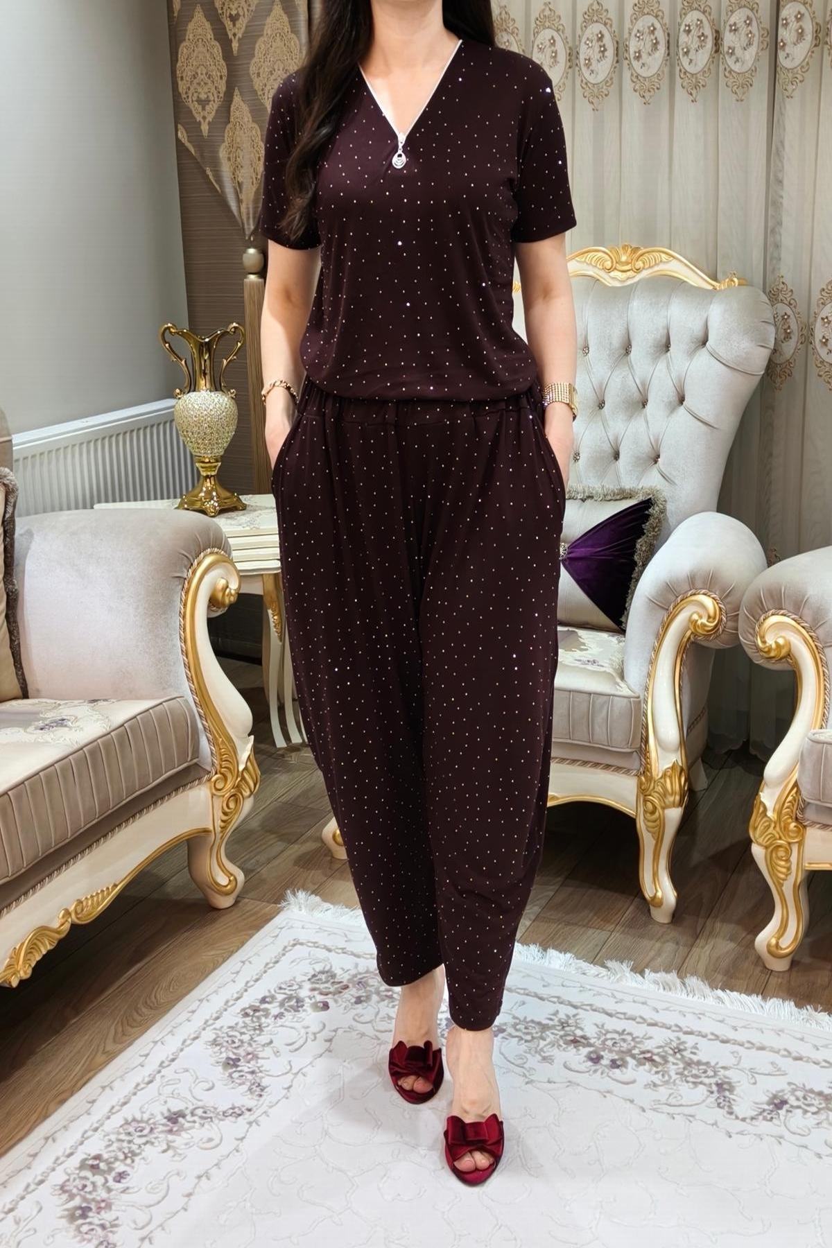 Taşlı Simli Şalvar Takımı