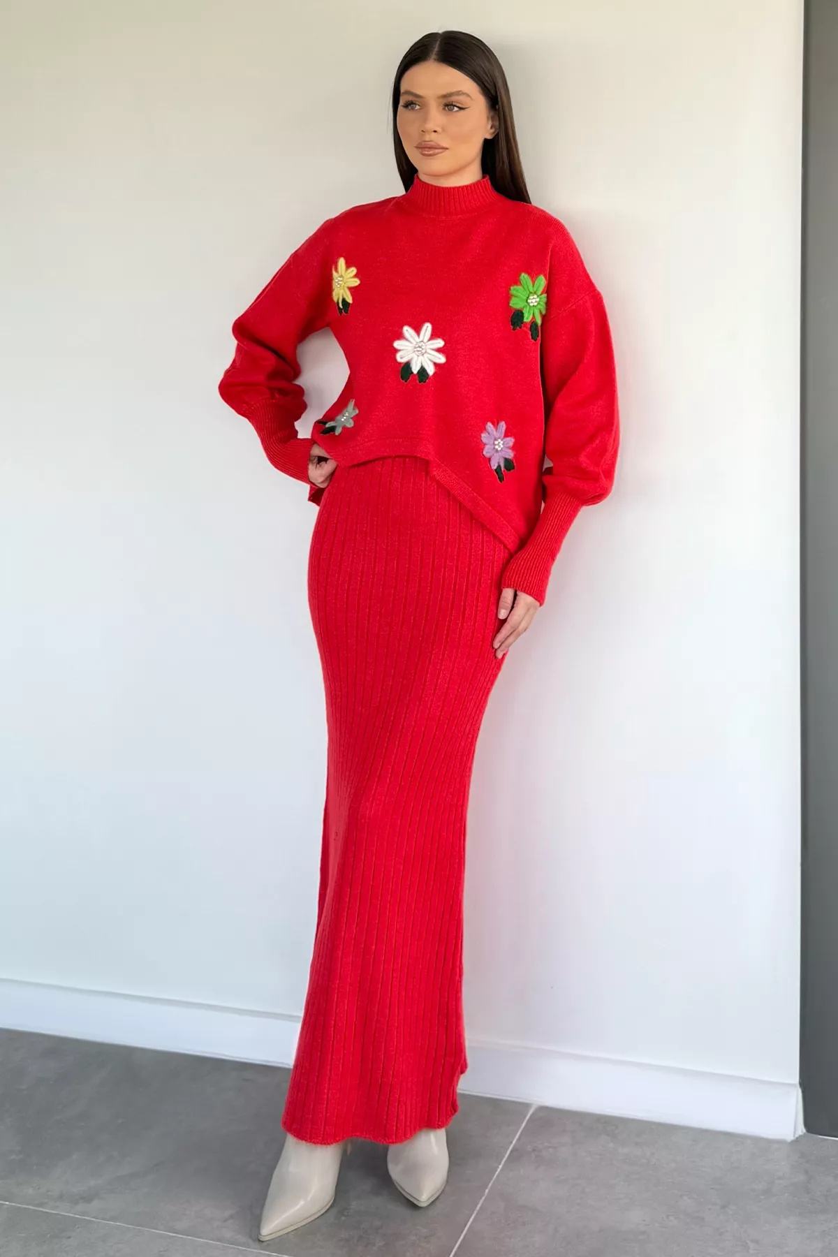 Çiçekli Tesettür İkili Takım