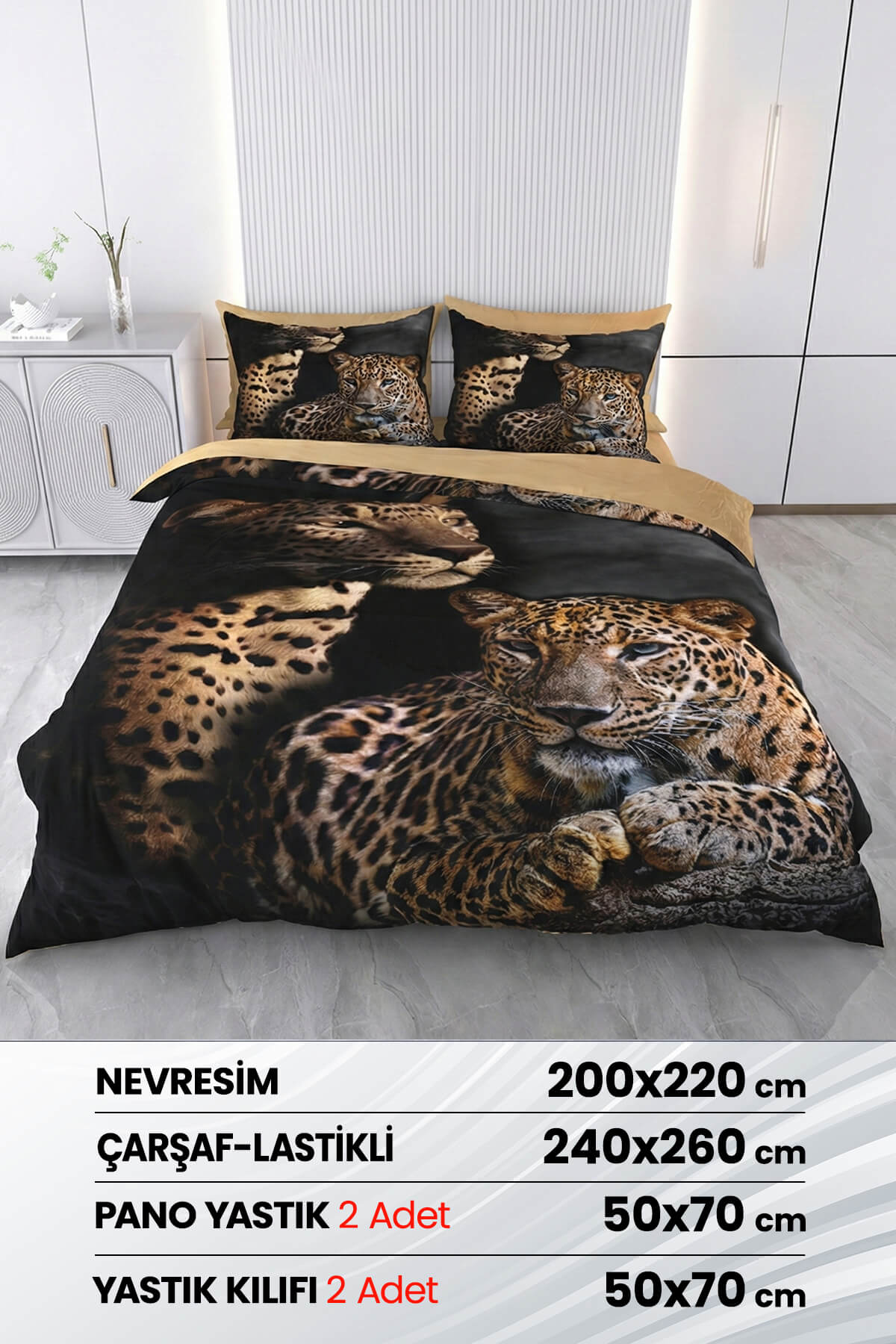 Beyzade %100 Saten Pamuk 6 Parça Çift Kişilik Nevresim Takımı