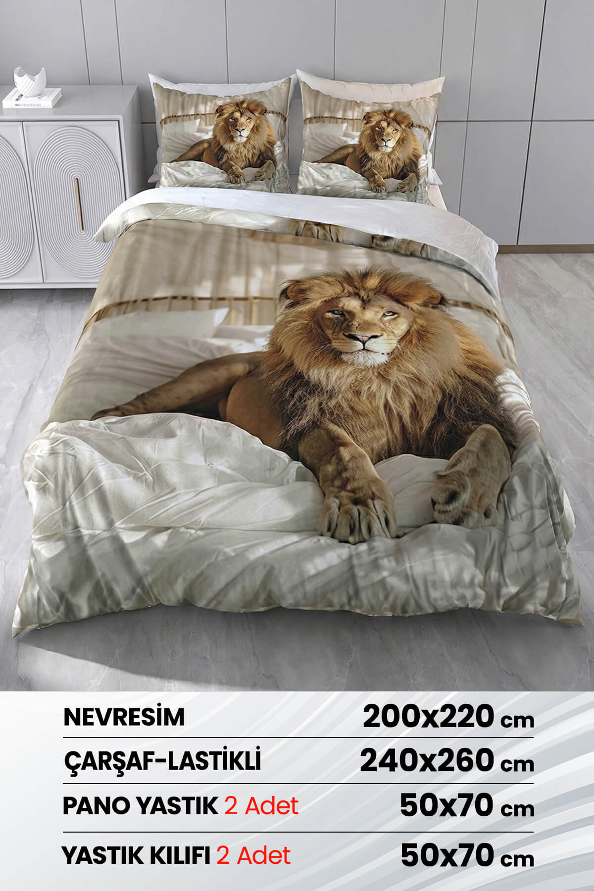 Beyzade %100 Saten Pamuk 6 Parça Çift Kişilik Nevresim Takımı