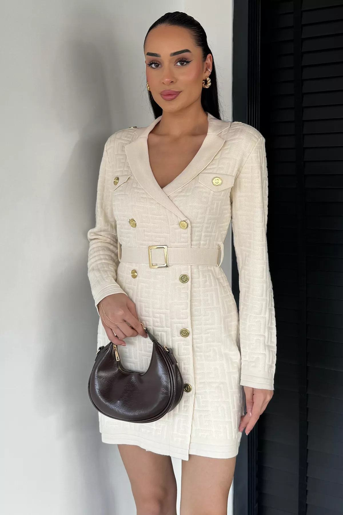 Kemerli Ceket Elbise