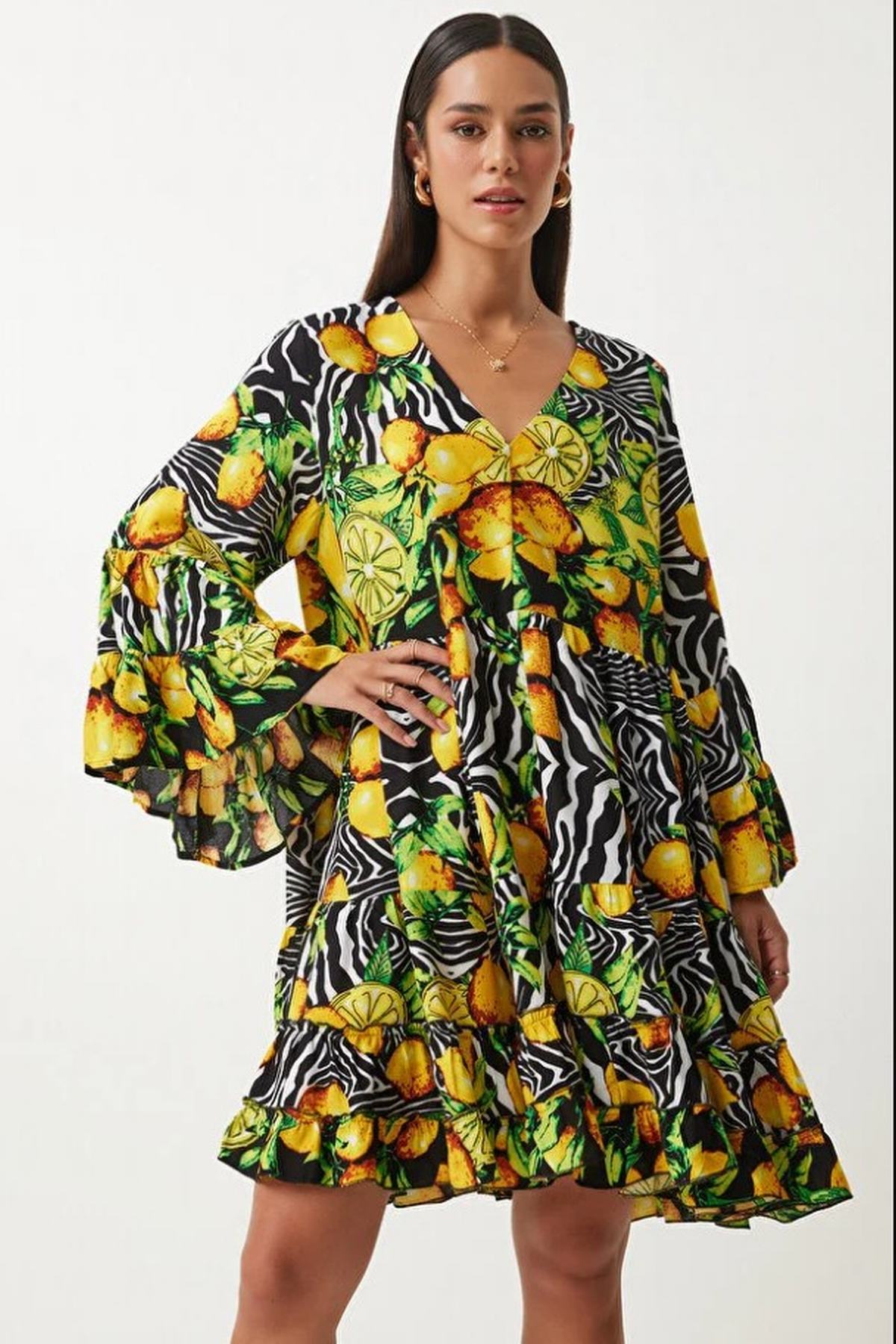 Etnik Desenli Elbise