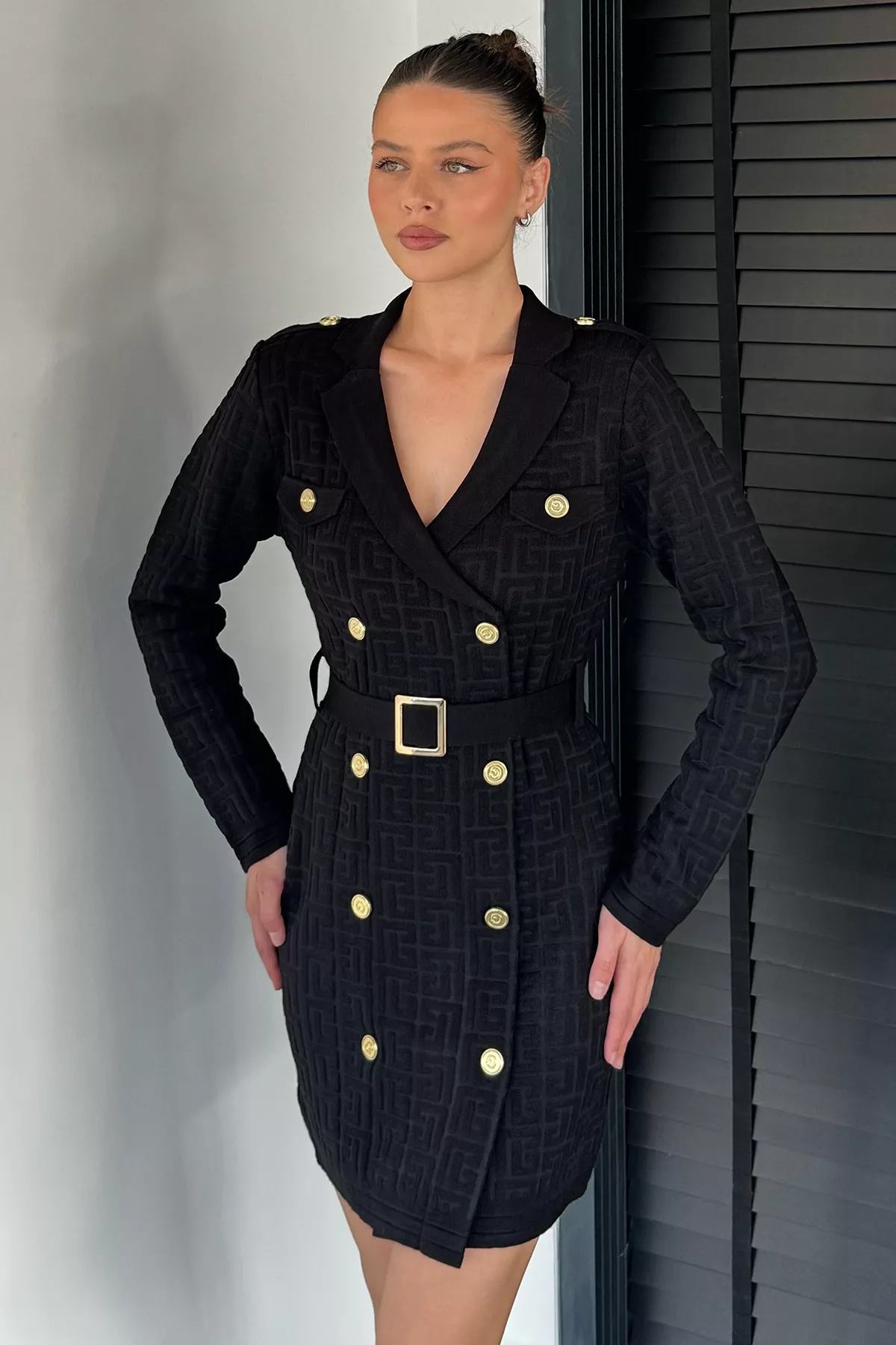 Kemerli Ceket Elbise