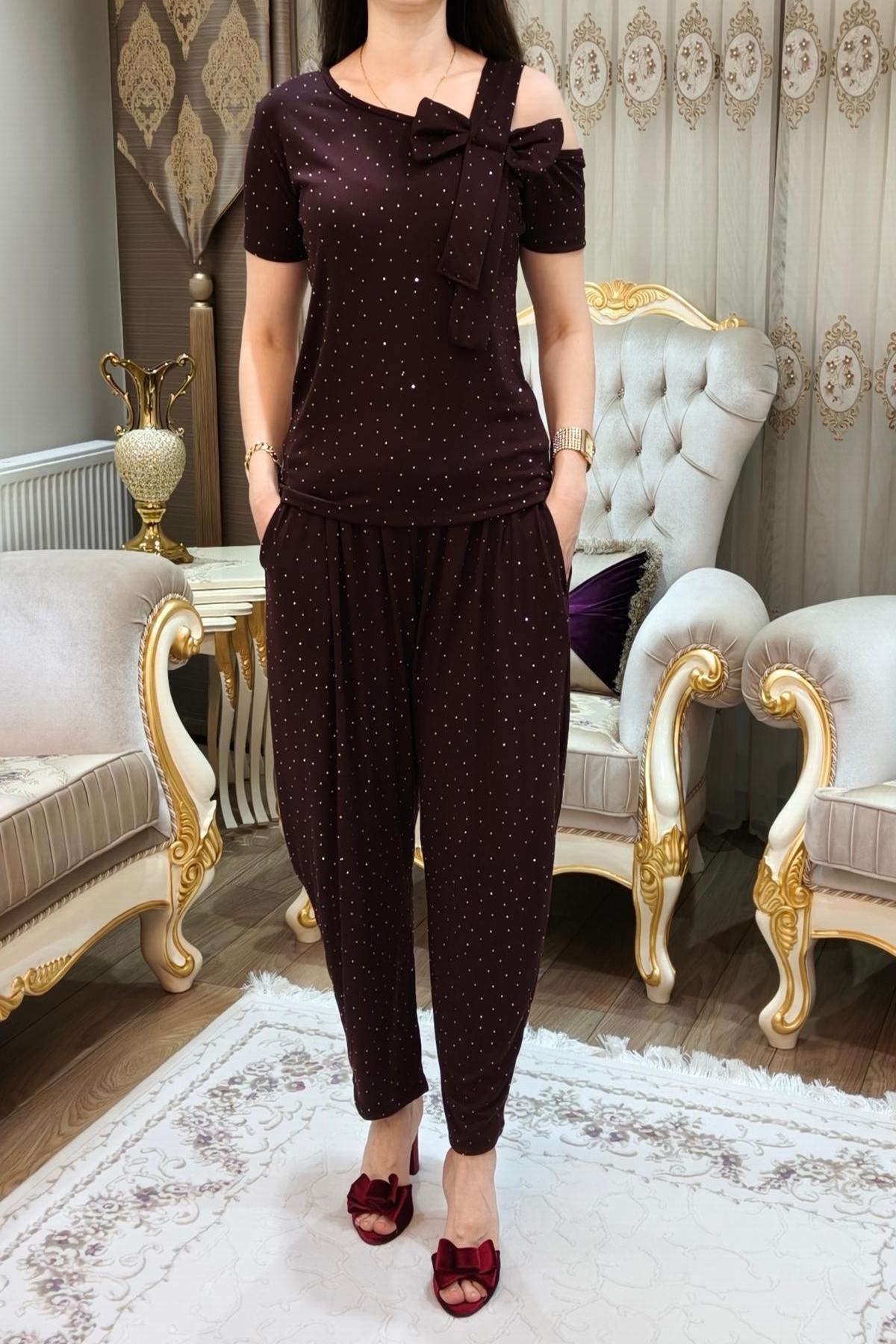 Taşlı Simli Şalvar Takımı